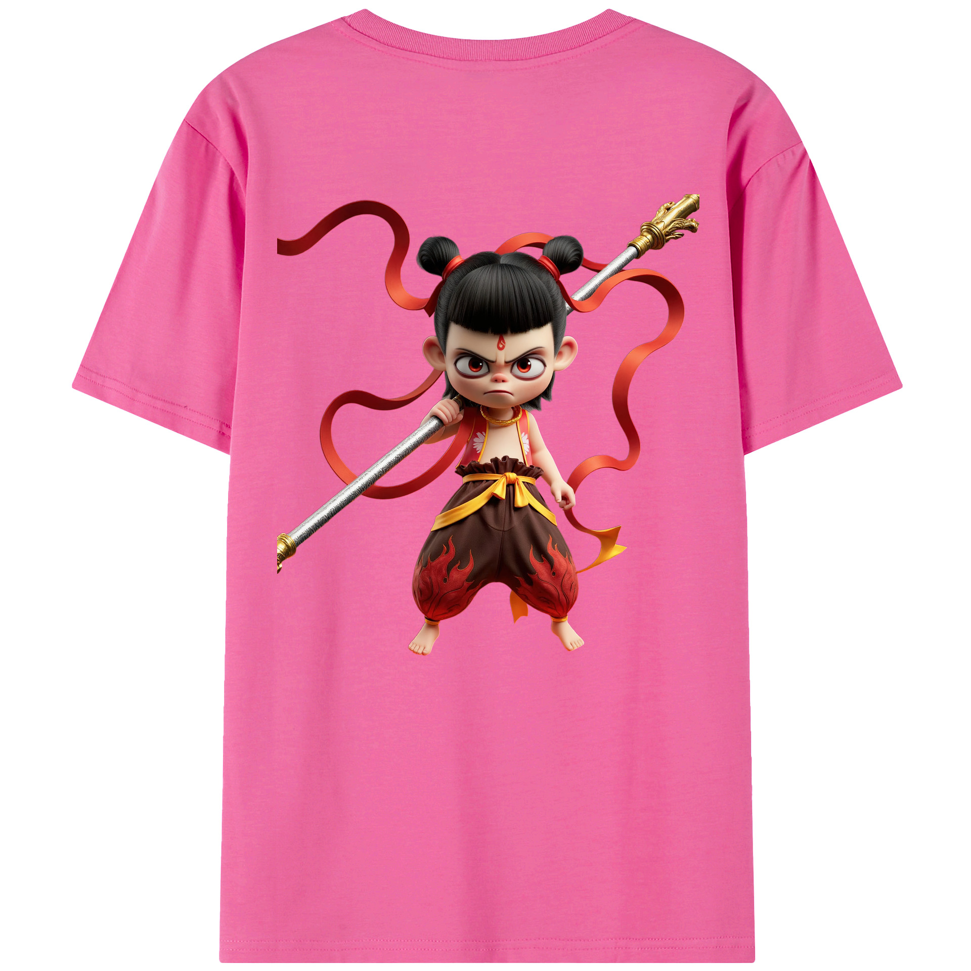 （画像用） Ne Zha 2 ナタ 魔童の大暴れ レディース半袖Tシャツ(バックプリント)